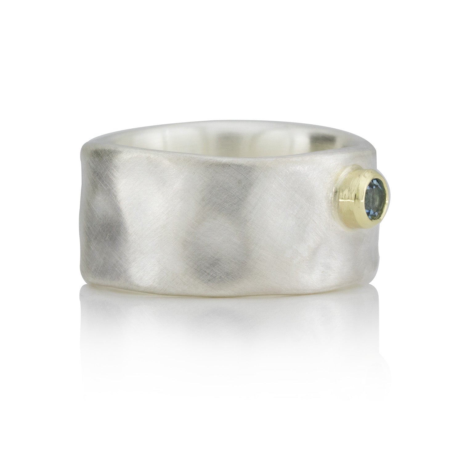 Silberring mit Aquamarin, organische Struktur - Einzelstück