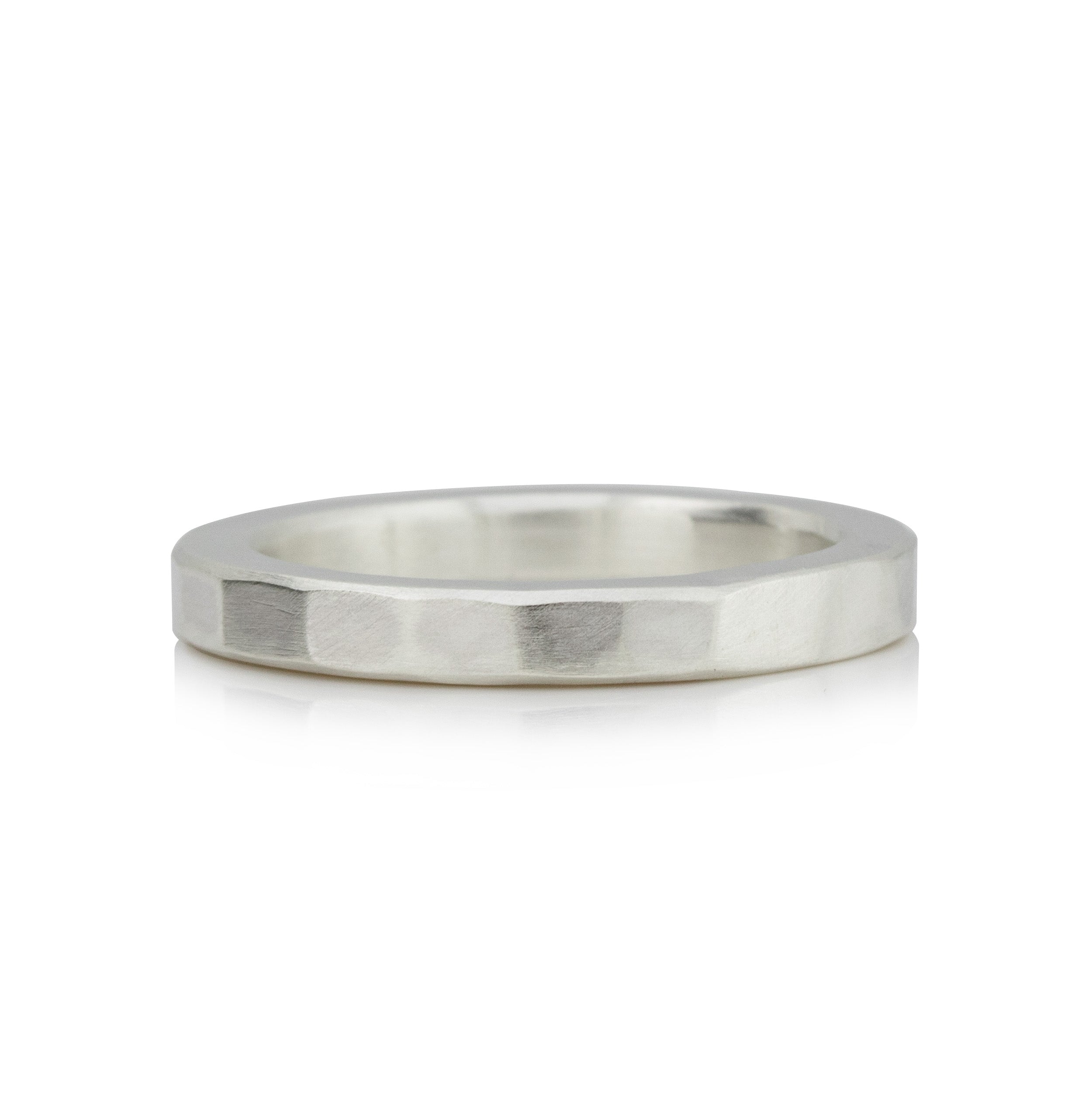 Silberring, quadratisches Profil, geschmiedet - 3 mm