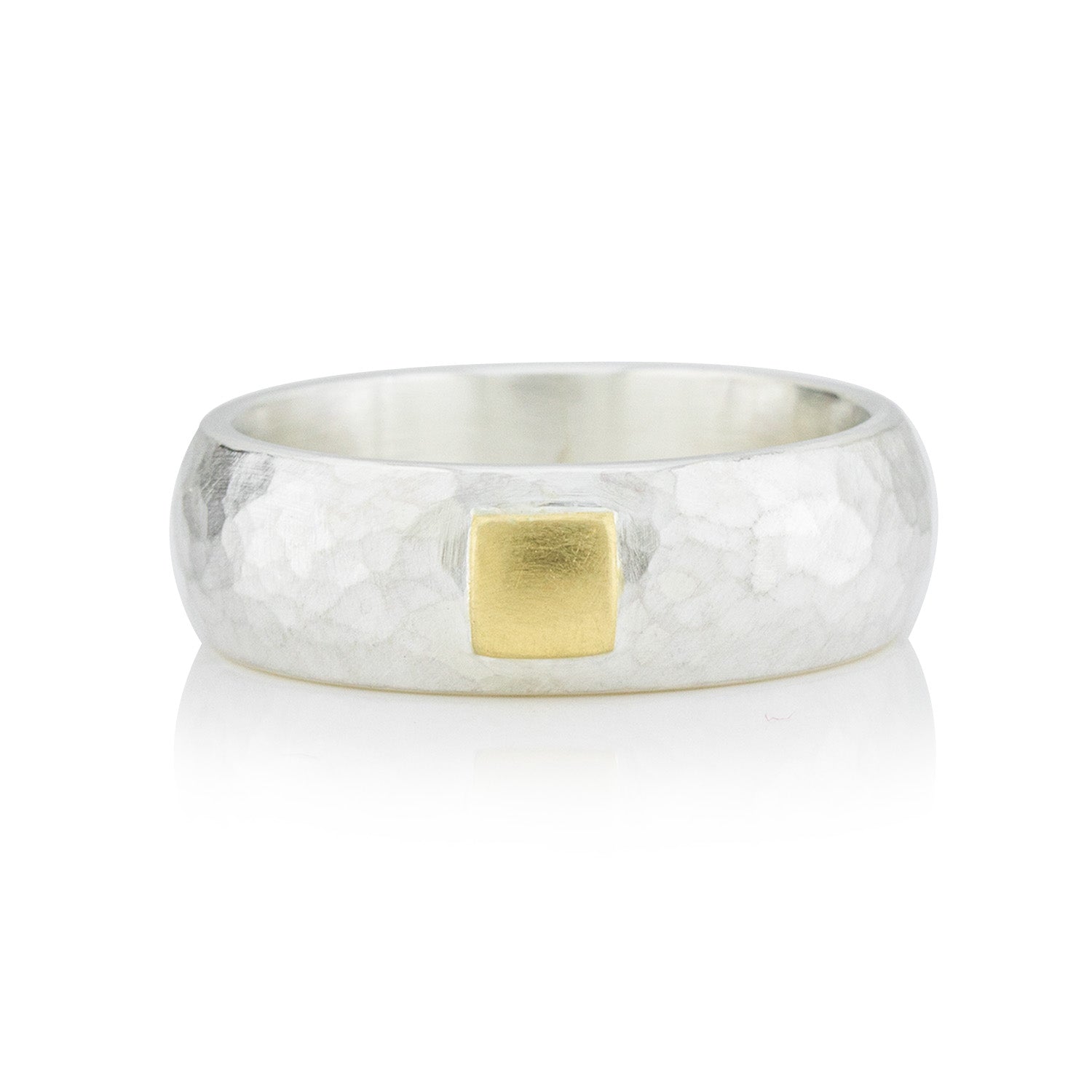 Silberring mit kleinem Goldquadrat