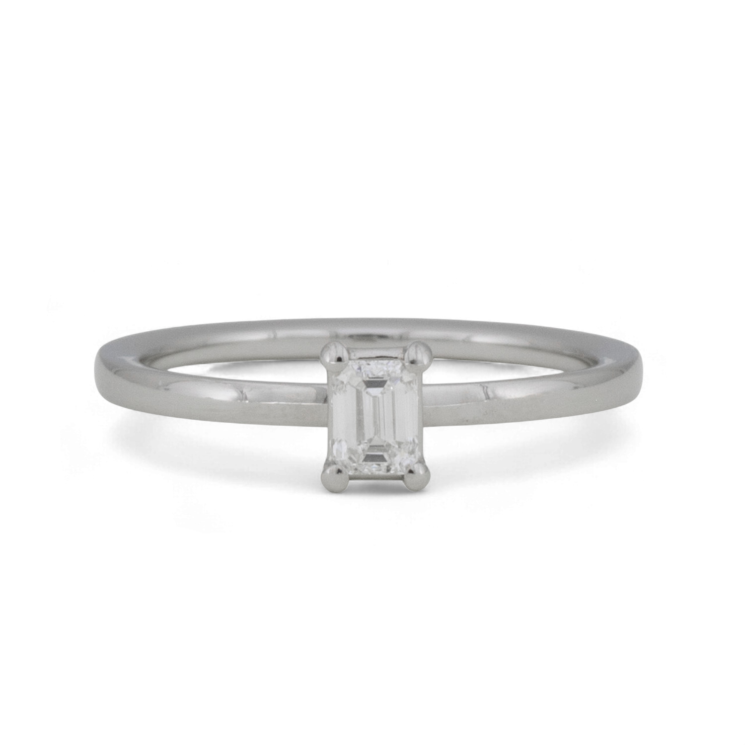 Verlobungsring in Platin mit Diamant, Emerald Cut - 0,25ct