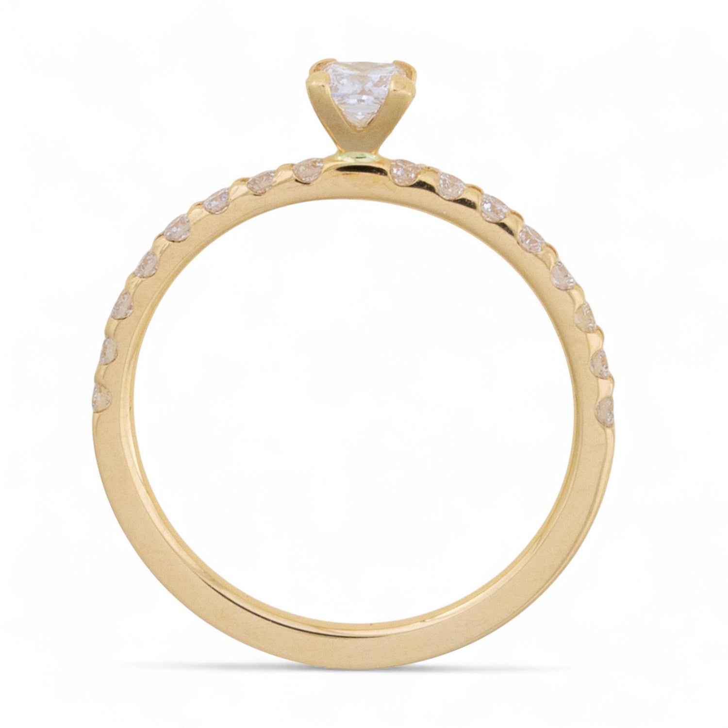 Verlobungsring in Roségold mit Princess Cut, seitl. Steinbesatz