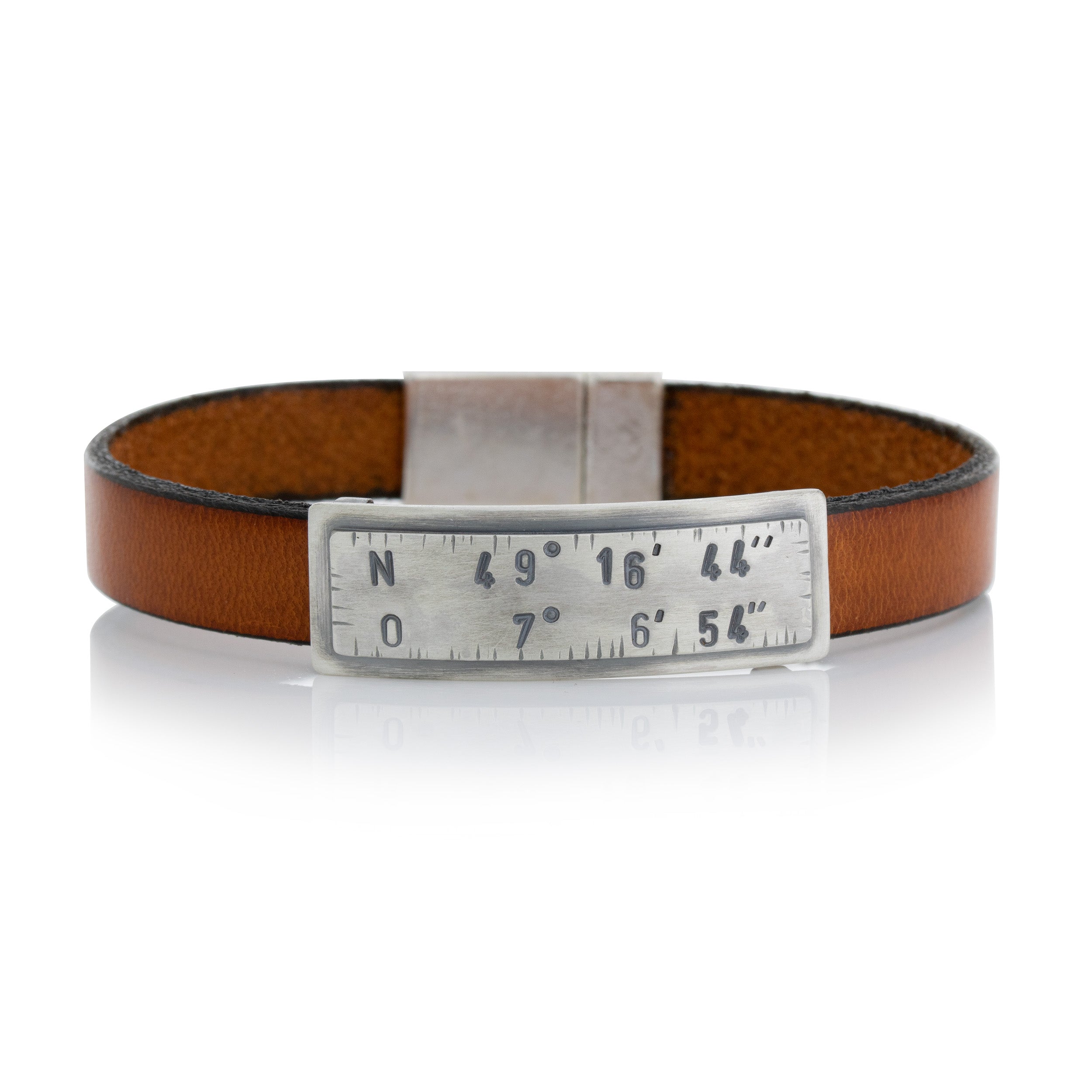 Armband mit Koordinaten, Leder
