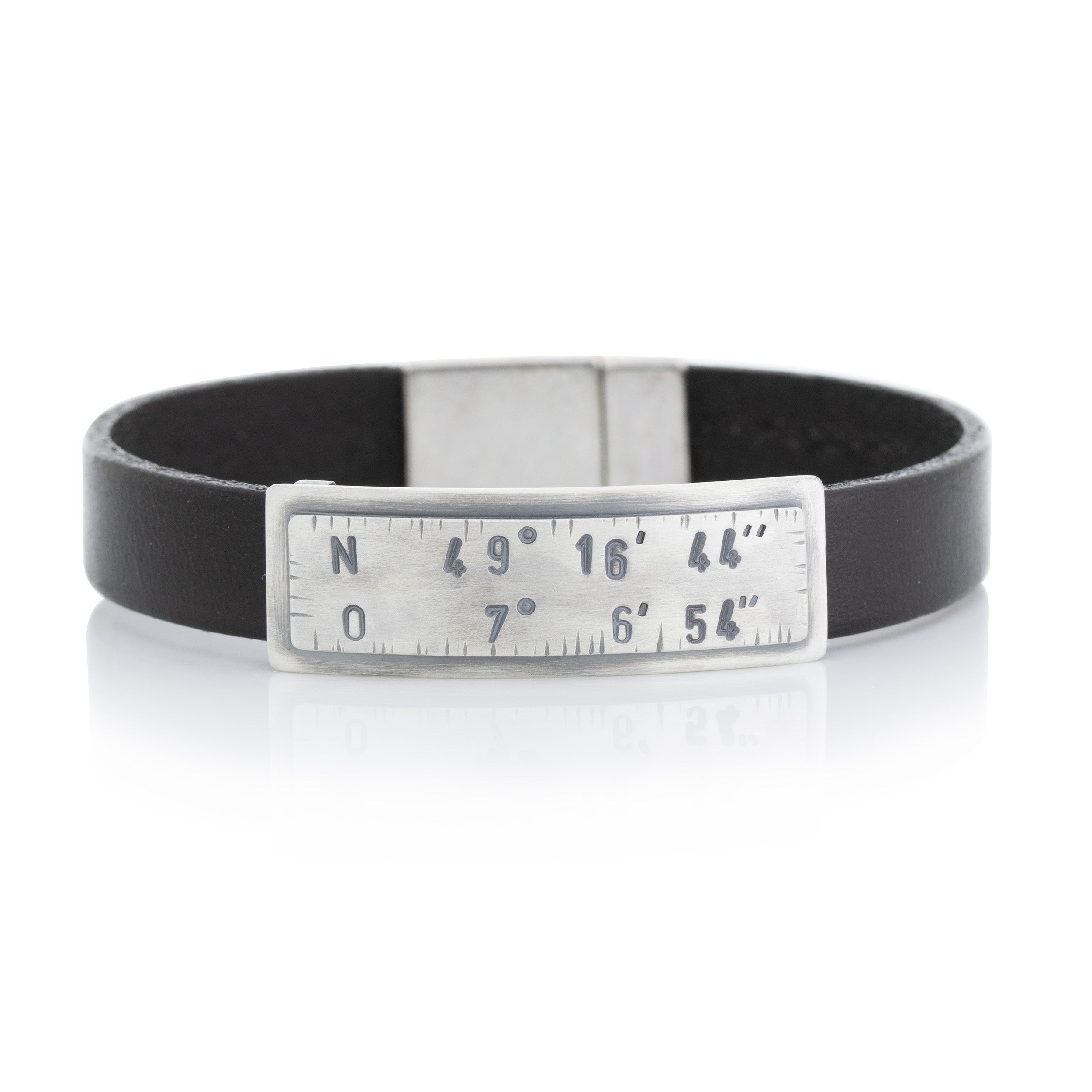 Armband mit Koordinaten, Leder