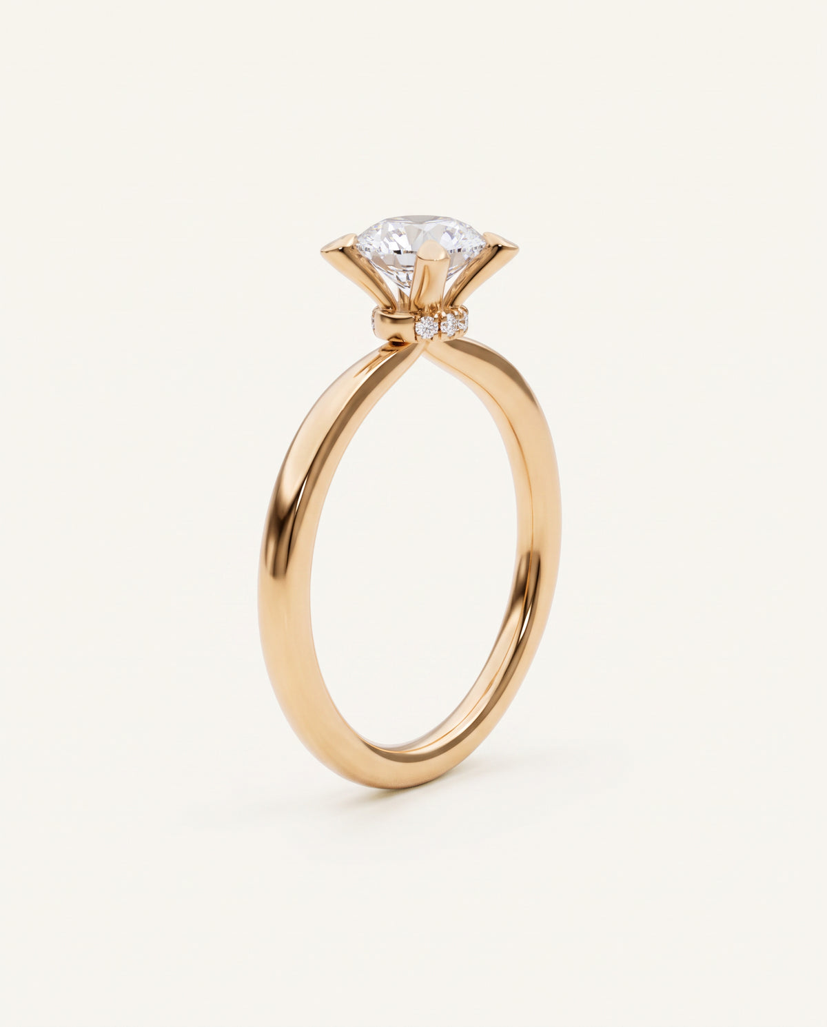 Verlobungsring, Brillant 1 ct, Krappenfassung mit Steinbesatz