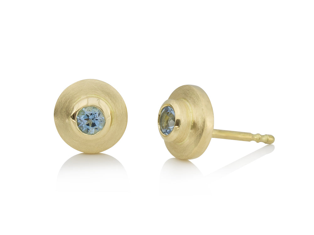 Ohrstecker mit Aquamarin - Gelbgold 750/000