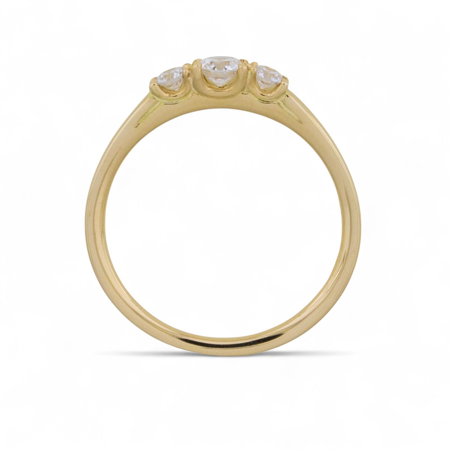 Verlobungsring in Roségold mit 3 Diamanten, synthetisch