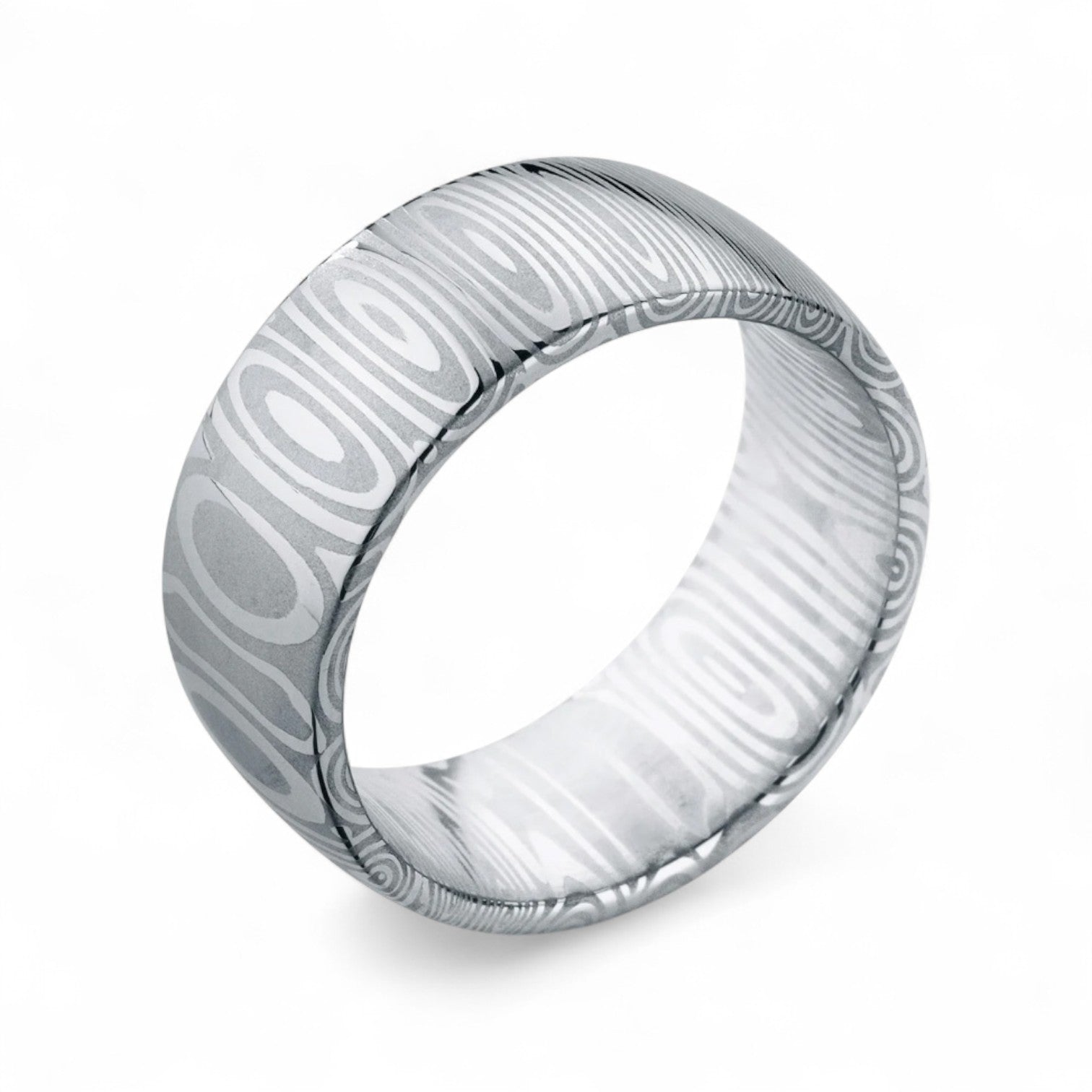 Ring aus Stahl - Damast, 9 mm breit