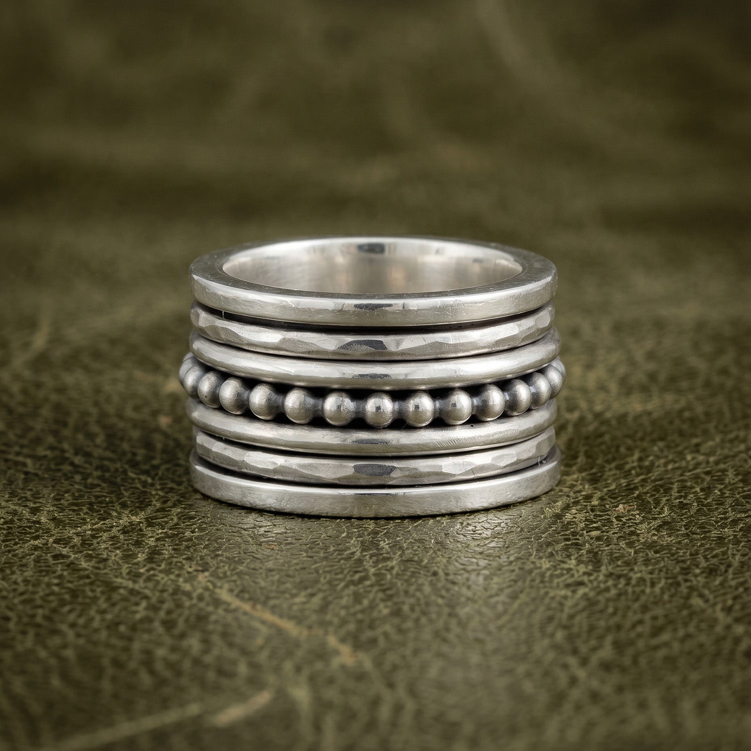 Drehring, Spinnerring, Silber, breit