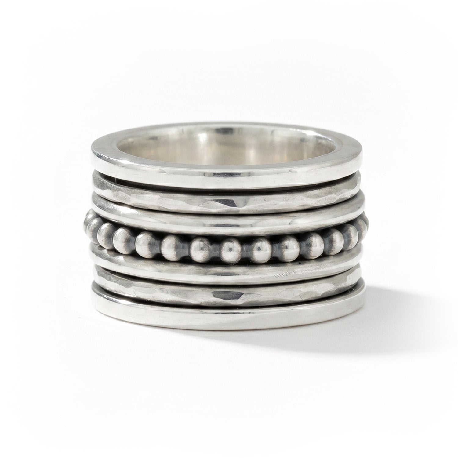 Drehring, Spinnerring, Silber, breit