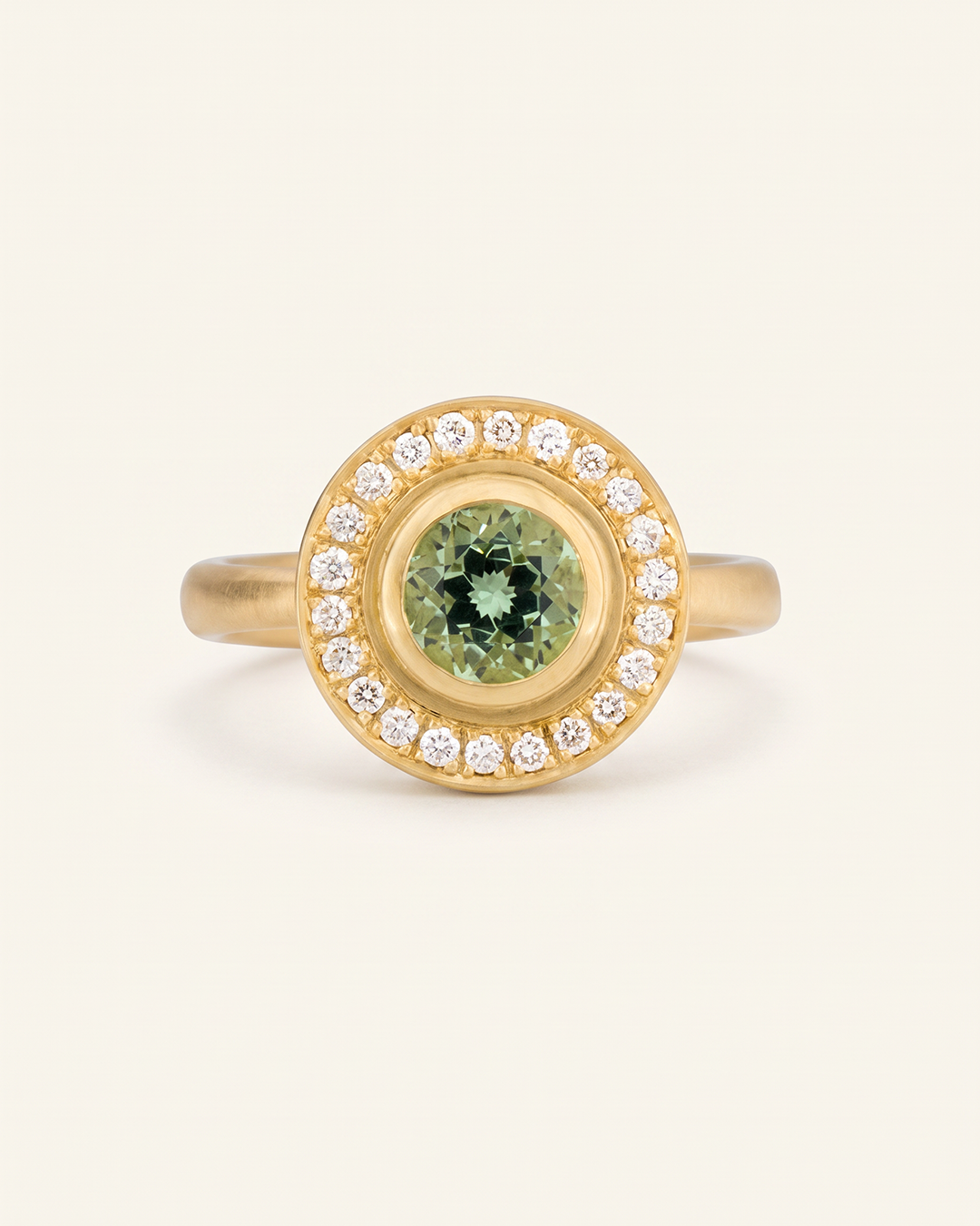 Goldring mit Turmalin, Diamanten