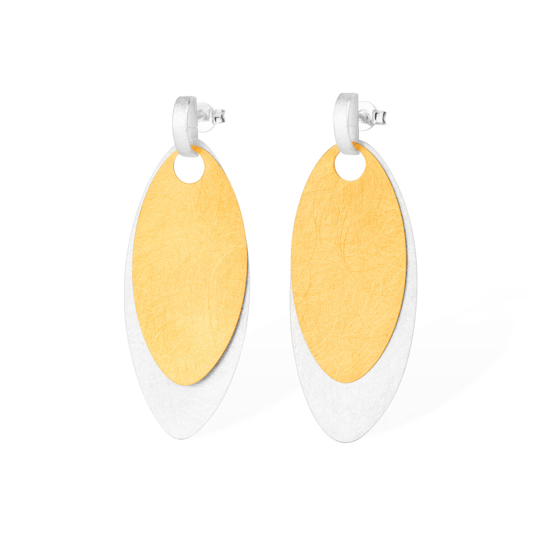ZAREMSKI - Große Ohrstecker in Blattform, Silber, vergoldet K1208