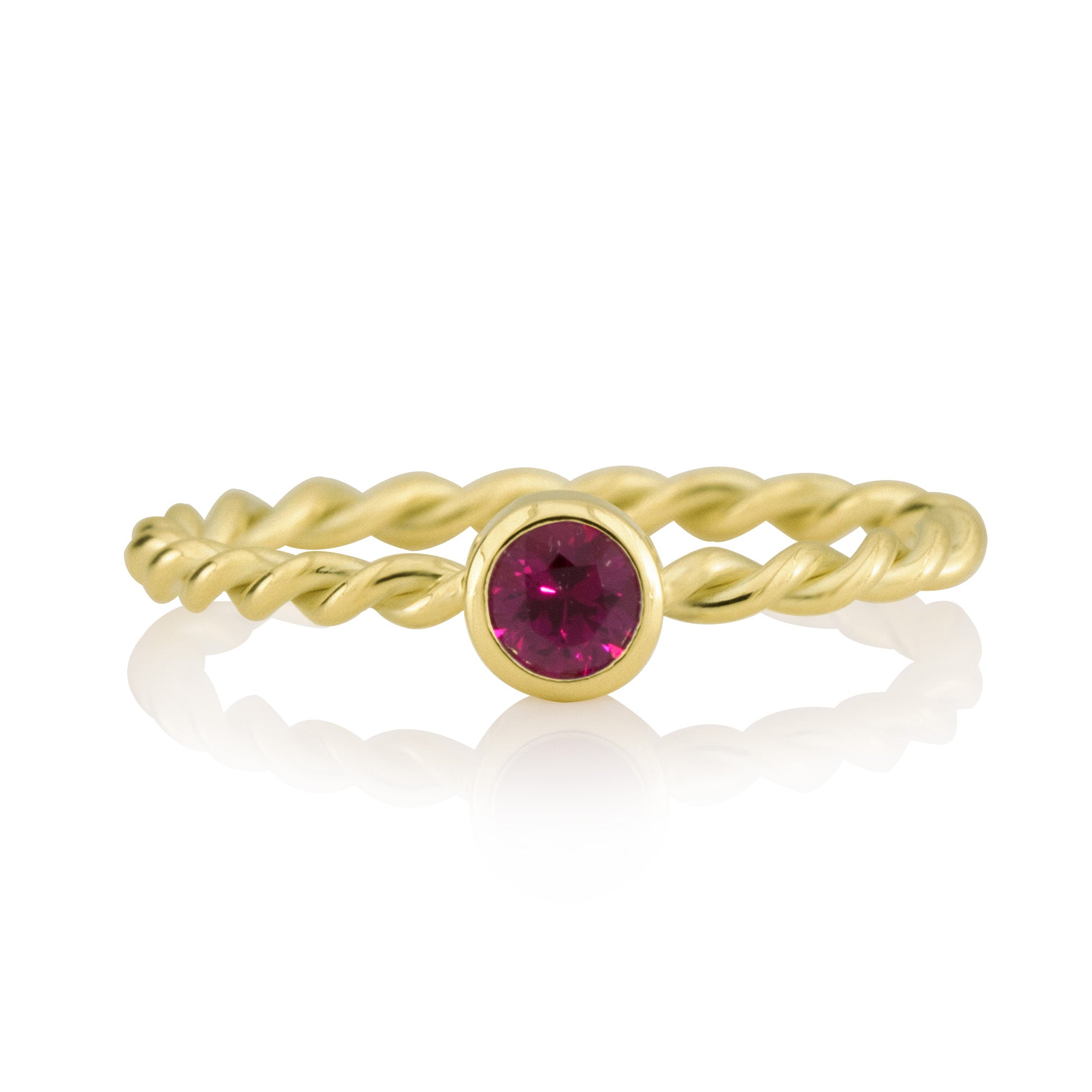 Kordelring in Gelbgold mit Rubin