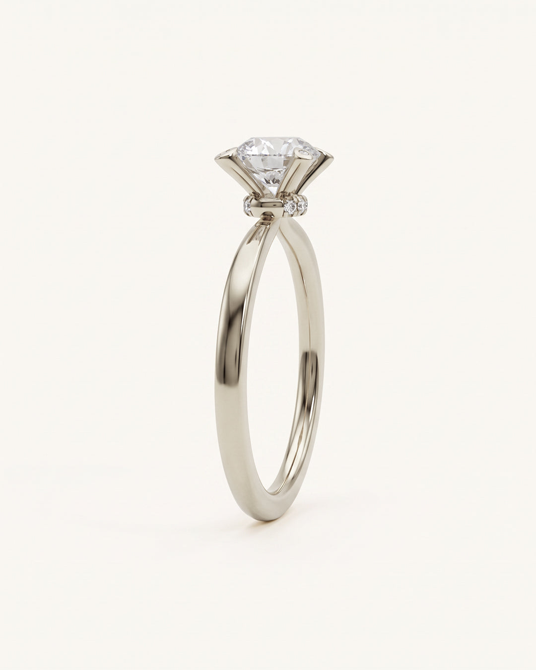 Verlobungsring, Brillant 1 ct, Krappenfassung mit Steinbesatz