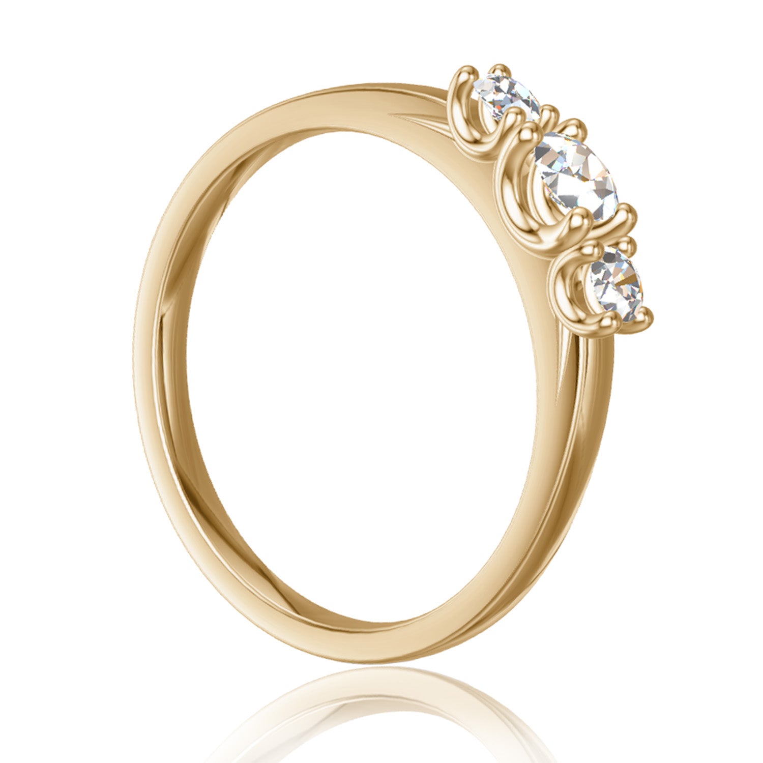 Verlobungsring in Roségold mit 3 Diamanten, synthetisch