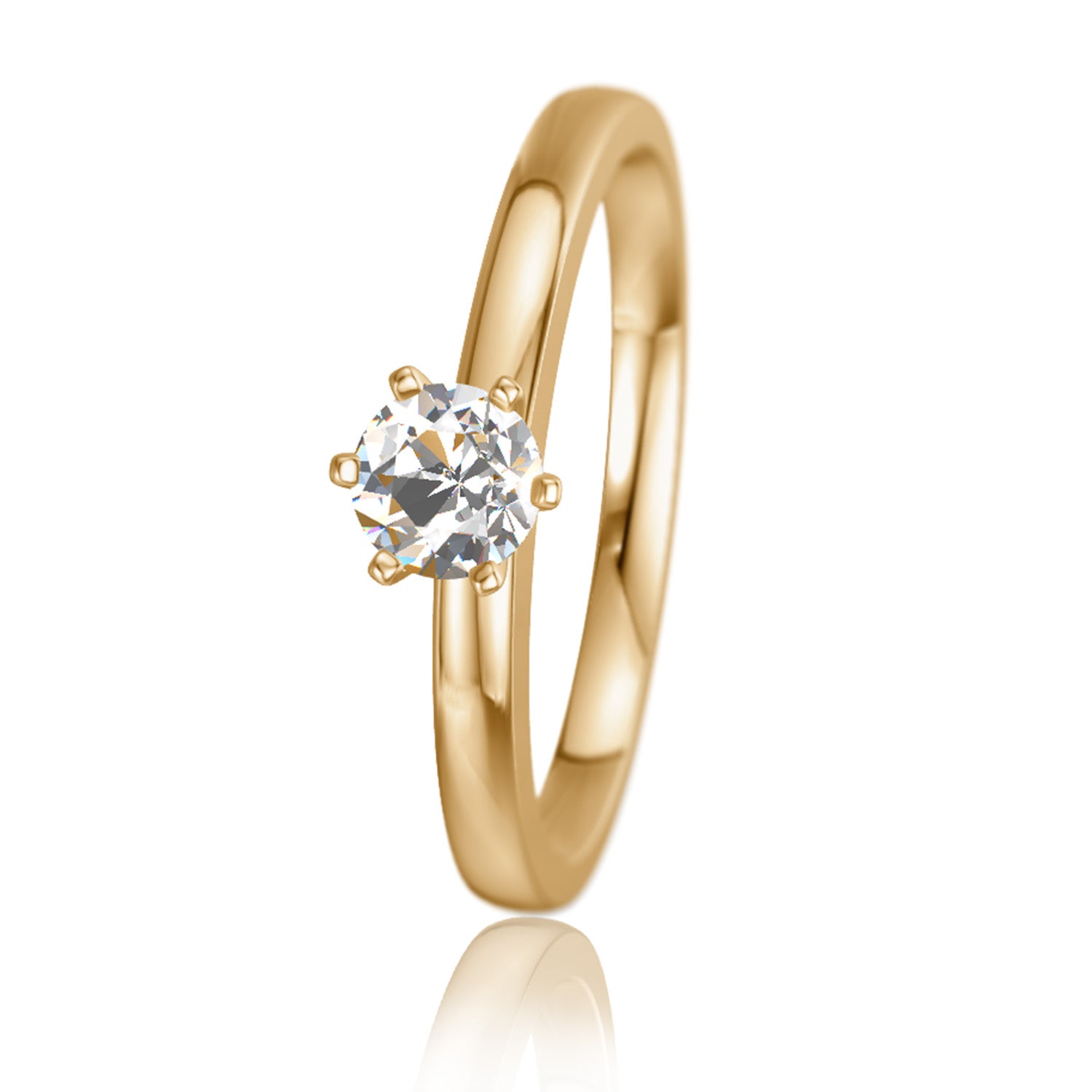 Rosegoldring mit Diamant, Verlobungsring mit Krappenfassung, Saarland