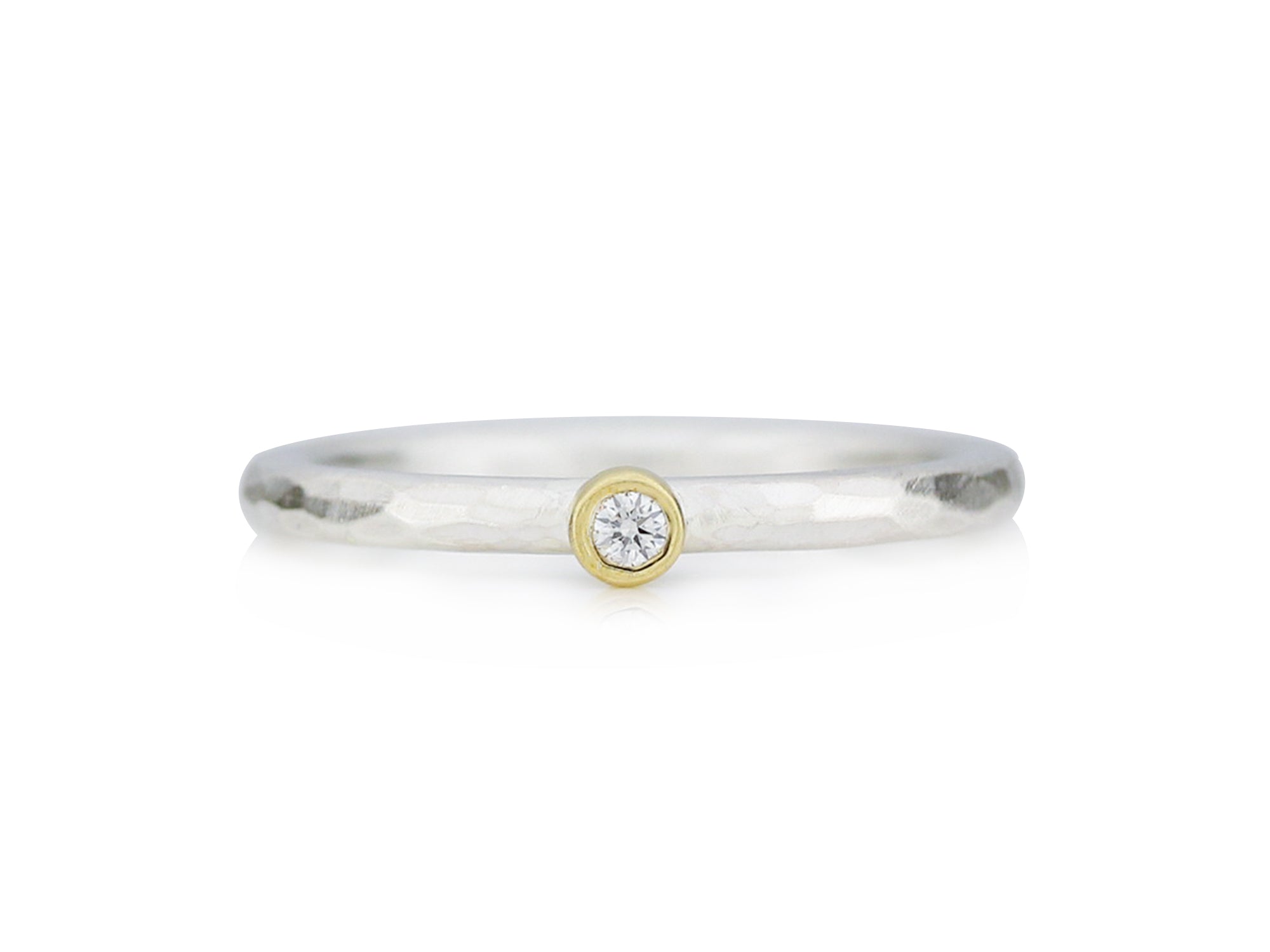 3 Silberinge im Set: Diamantring, glatter Goldring, Peridotring