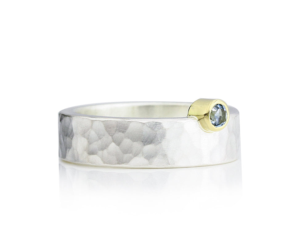 2 Silberringe im Set: Aquamarin und Diamantring